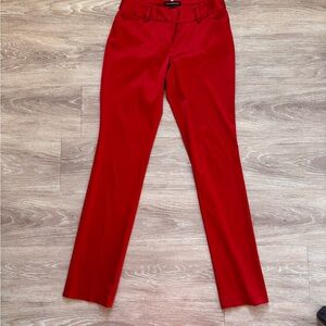 Express Editor Red Pants with Leopard Trim